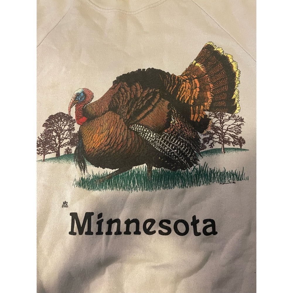 Vintage 1986 Minnesota Thanksgiving Turkey Graphic Crewneck Sweater
